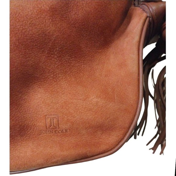 John Cole Womens Brown Suede Full Grain Leather Hobo Western Saddle Bag Purse - Picture 3 of 12